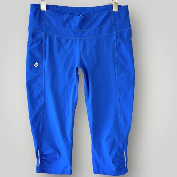 Athleta Activewear Yoga Gym Workout Cropped Capri Leggings Low Rise  Size S Blue - Picture 1 of 14